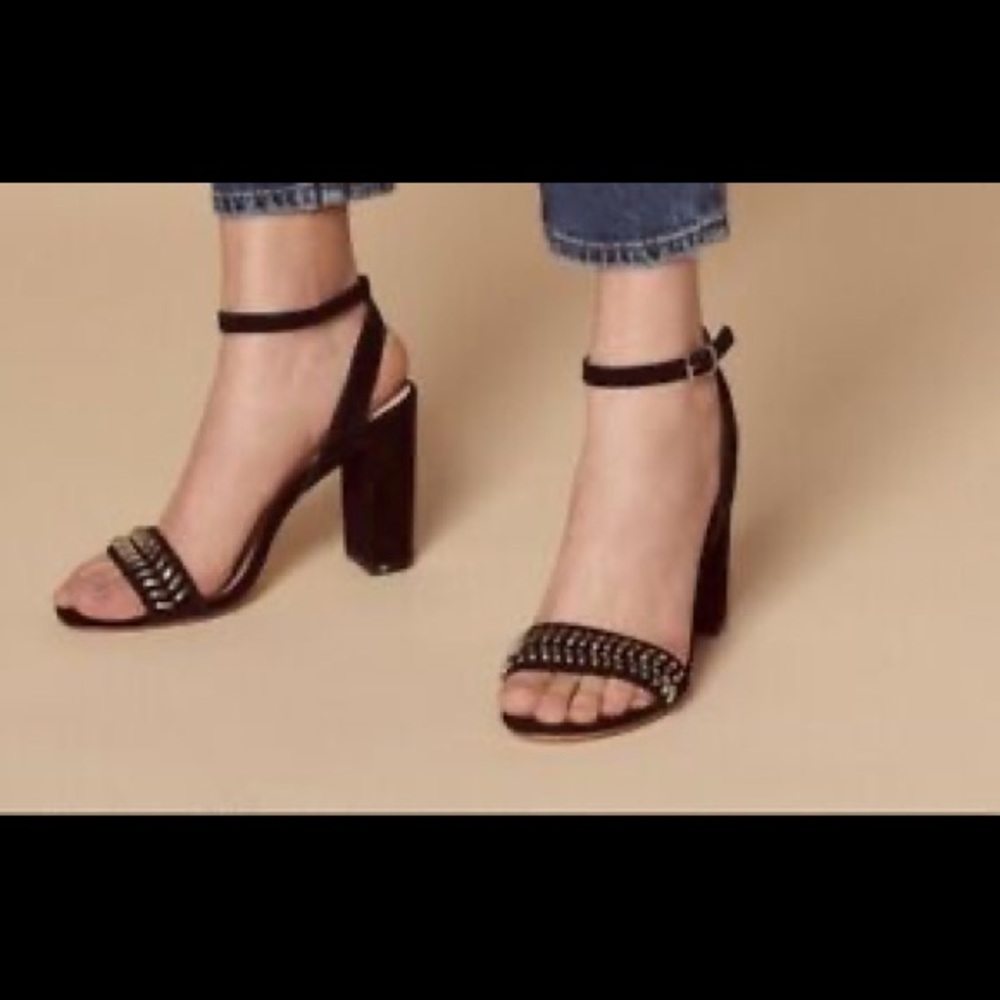 SANDRO GINA BLK LEATHER ANKLE STRAP HEELS SZ 8 - Picture 5 of 6